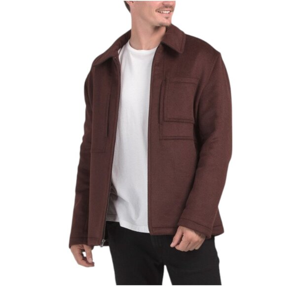 COLE HAAN Wool Blend Heathered Luxe Zip Jacket - Picture 1 of 2